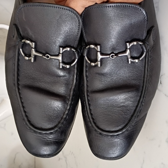 Salvatore Ferragamo Black Leather Slip-On Loafers - Picture 4 of 12